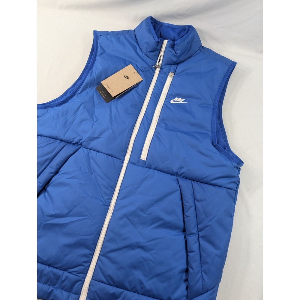New With Tags Nike Mens Big Blue  Therma Fit Thick Puffer Vest Pinwheel Medium
